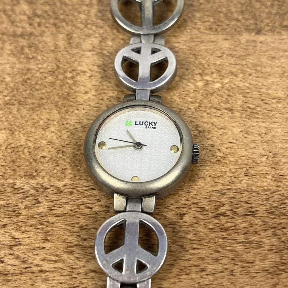 Vintage Lucky Brand Women's Watch 25mm Peace Sign‎ Band - Needs New Battery